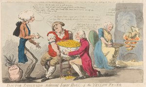 Doktor Sangrado befreit John Bull vom Gelbfieber de Isaac Cruikshank