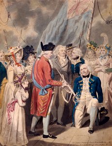 Jorge III presentando una espada al almirante Earl Howe, c. 1794 de Isaac Cruikshank