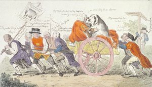 El viaje del cerdo de la Corporación a Smithfield en estilo o los concejales convertidos en exhibidores de cerdos, 1790 de Isaac Cruikshank