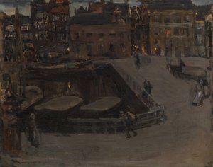 Damrak al anochecer de Isaac Israels