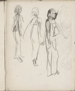 Tres figuras indias de pie
