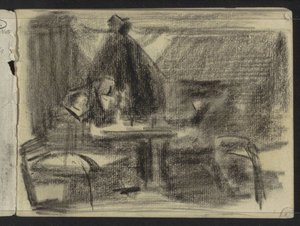 Figuras en una mesa en un interior. de Isaac Israels