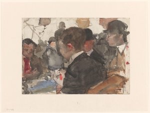 Hombres jugando a las cartas en un café de Isaac Israels