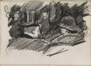 Hombre y mujer con sombrero, vistos desde atrás. de Isaac Israels