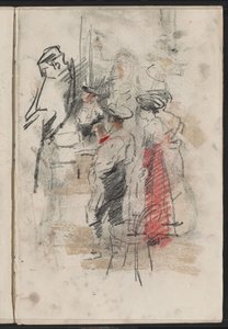 Hombres y mujeres de pie, posiblemente en una tribuna de Isaac Israels