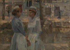 Dos criadas junto a un canal de Isaac Israels
