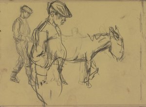Dos estudios de un niño burro y un burro