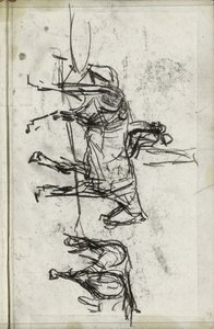 Cuatro caballos en carro con dos jinetes de Isaac Israels