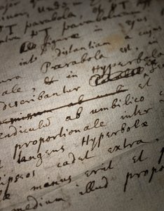 Dos páginas de revisiones a los Principia Mathematica de Isaac Newton