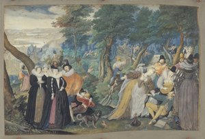 Una fiesta al aire libre. Alegoría sobre el amor conyugal de Isaac Oliver I