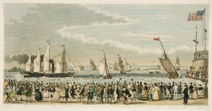 Llegada del Gran Barco de Vapor Occidental, frente a Nueva York el lunes 23 de abril de 1838, pub. 1842