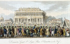 Le prix Saint Léger en Doncaster (las carreras) - en “The english spy” por Charles Molloy Westmacott, ilustrado por Robert Cruikshank, Londres