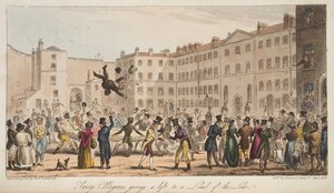 Colegiales de Surrey dando un aventón a un miembro de la ley, de The English Spy, publicado en Londres, 1824 de Isaac Robert Cruikshank