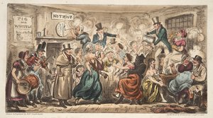 El club Buff en el Pig and Whistle, Avon Street, Bath, de The English Spy, pub. Londres, 1824 de Isaac Robert Cruikshank