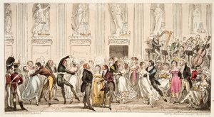 El Baile de las Ciprianas en las Salas Argyle, de The English Spy, pub. 1824 de Isaac Robert Cruikshank