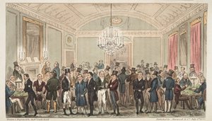 La Gran Sala de Suscripción en Brookes, de The English Spy, pub. 1824
