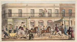 La calle principal, Cheltenham, de The English Spy, pub. 1824 de Isaac Robert Cruikshank