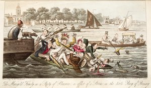 La Familia Marigold en una Fiesta de Placer, o efecto de una Tormenta en la pequeña Bahía de Vizcaya, de The English Spy, pub. 1824