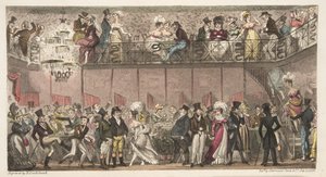 El Salón Real, Piccadilly, o una Hora después de la Ópera, de The English Spy, publicado 1824 de Isaac Robert Cruikshank
