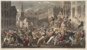 Ciudad y Toga, de The English Spy, pub. 1824 de Isaac Robert Cruikshank