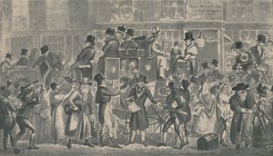 Fuera de White Horse Cellar, Piccadilly, 1821, 1920