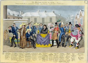 El Mathew-Orama para 1824, pub. por G. Humphrey, 1824 (grabado coloreado) de Isaac, Robert and George Cruikshank