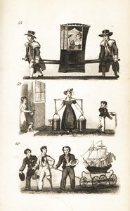 La silla de manos, la lechera y los marineros y el barco de Isaac Taylor