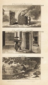 Comerciantes en la Inglaterra de la Regencia: quema de carbón, judío vendiendo lápices y pesca de Isaac Taylor
