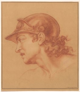 Estudio de un hombre con casco y rizos de Isaac Walraven