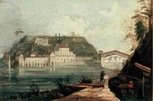 Fairmount Waterworks, después de un grabado de W. H. Bartlett de c.1835