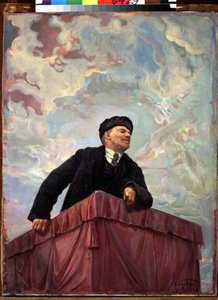 Retrato de Vladimir Lenin (Lenin) (1870-1924), político y revolucionario ruso en el podio. 1927. Pintura de Isaak Izrailevich Brodsky (Brodski) (1884-1939). San Petersburgo, Museo Ruso.