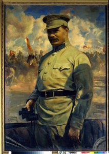 Retrato del líder bolchevique Mikhail Vasilyevich Frunze (1885-1925). (Retrato del líder bolchevique M. V. Frunze). Pintura de Isaak Izrailevich Brodsky (Brodsky) (1884-1939), óleo sobre lienzo