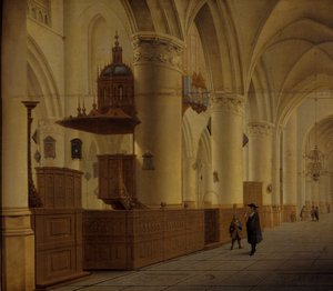 Interior de San Bavo en Haarlem de Isaak Nickelen