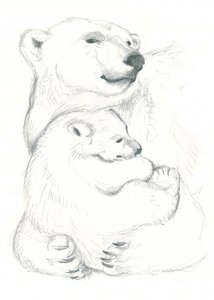 Dibujo de oso polar y cría