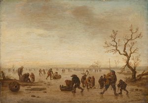Patinadores sobre el hielo, c.1642-45 (óleo sobre madera de roble) de Isack van Ostade