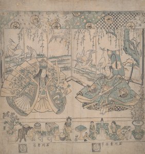 pareja de muñecas hina de Ishikawa Toyonobu