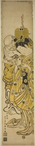 Joven Mujer y Hotei de Ishikawa Toyonobu