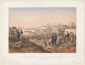 Desembarco del ejército turco en Yevpatoria bajo el mando de Omer Pasha, 1855 de Isidore Laurent Deroy