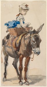 Niña en un burro