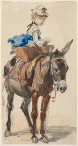 Niña en un burro