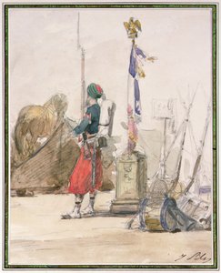 Soldado de guardia (acuarela y lápiz) de Isidore Pils