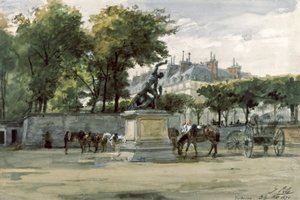 La Comuna de París : el ejército de Versalles en las Tullerías, c.1871 (acuarela) de Isidore Pils