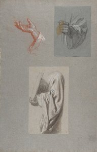 a. Mano de San Remi, b. Mano de San Remi, c. Estudio de Drapería para Acólito Sosteniendo Libro..., siglo XIX