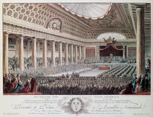 Apertura de los Estados Generales en Versalles en 1789, grabado por Helmann, Revolución Francesa, Francia