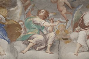 Ángeles, ángeles músicos y putti, detalle del Paraíso con el Padre Eterno, c.1623-34 (detalle) de Isidoro Bianchi
