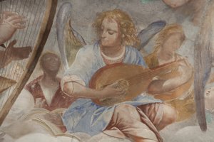 Ángeles, ángeles músicos y putti, detalle del Paraíso con el Padre Eterno, c.1623-34 (detalle)