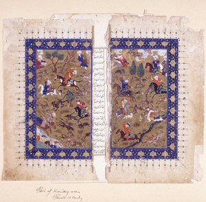 Un bifolio que representa escenas de caza, finales del siglo XV de Islamic School