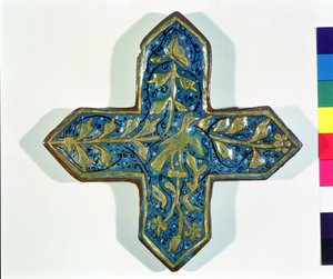 Azulejo cruciforme dorado al fuego en el estilo de Takht-e Solaiman, siglo XIII-XIV de Islamic School