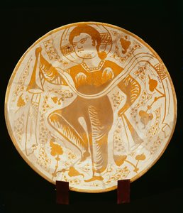 Plato decorado con figura de santo de Islamic School