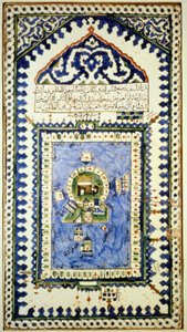 Mapa de La Meca - cerámica, Museo de Arte Musulmán de Estambul de Islamic School
